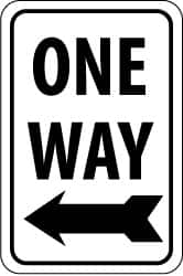 NMC - "One Way", "Left Arrow", 18" Wide x 24" High, Aluminum Parking Lot Traffic Signs - 0.08" Thick, Black on White, High Intensity Reflectivity, Rectangle, Post Mount - Makers Industrial Supply