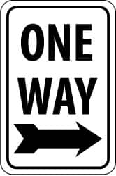 NMC - "One Way", "Right Arrow", 18" Wide x 24" High, Aluminum Parking Lot Traffic Signs - 0.08" Thick, Black on White, High Intensity Reflectivity, Rectangle, Post Mount - Makers Industrial Supply