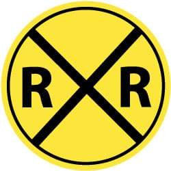 NMC - "R R", "Railroad Crossing Symbol", 30" Wide x 30" High, Aluminum Traffic Control Signs - 0.08" Thick, Black on Yellow, High Intensity Reflectivity, Round, Post Mount - Makers Industrial Supply