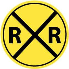 NMC - "R R", "Railroad Crossing Symbol", 30" Wide x 30" High, Aluminum Traffic Control Signs - 0.08" Thick, Black on Yellow, High Intensity Reflectivity, Round, Post Mount - Makers Industrial Supply