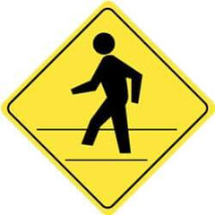 NMC - "Pedestrians Crossing", 24" Wide x 24" High, Aluminum Pedestrian Crossing Signs - 0.08" Thick, Black on Yellow, High Intensity Reflectivity, Diamond, Post Mount - Makers Industrial Supply