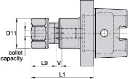 Kennametal - 1.02mm to 16mm Capacity, 70mm Projection, HSK40 Hollow Taper, ER25 Collet Chuck - 90mm OAL - Exact Industrial Supply