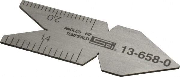 SPI - 60° Angle, Stainless Steel Center Gage - 1/32 to 1/14 Inch Graduation - Makers Industrial Supply