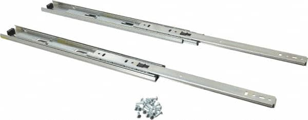 Knape & Vogt - 14" Slide Length, 14" Travel Length, Steel Precision Drawer Slide - 1/2" Wide, 1-13/16" High, 100 Lb Capacity at Full Extension, Chrome Finish - Makers Industrial Supply