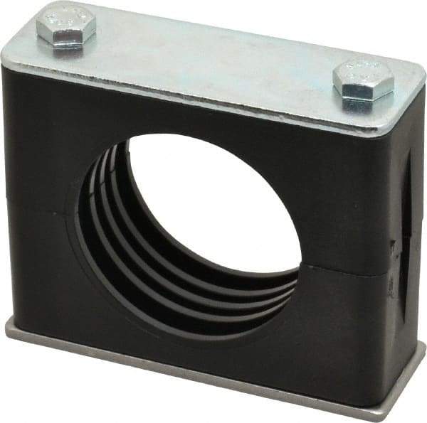 HYDAC - 3.46" Wide x 2.83" High x 1.18" Deep, Polypropylene Standard Duty Vibration-Control Clamp - Carbon Steel Plate, Mount with Weld Plate, Top Plate, Plastic Clamp Pair, Bolts - Makers Industrial Supply