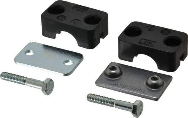 HYDAC - 1.97" Wide x 1.69" High x 1.18" Deep, Polypropylene Standard Duty Vibration-Control Clamp - Carbon Steel Plate, For 1/2" Pipe, Mount with Weld Plate, Top Plate, Plastic Clamp Pair, Bolts - Makers Industrial Supply