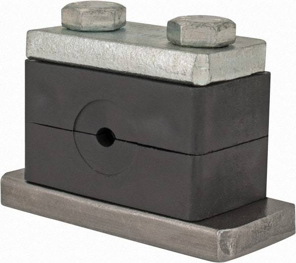 HYDAC - 2.87" Wide x 1.89" High x 1.18" Deep, Polypropylene Heavy Duty Vibration-Control Clamp - Carbon Steel Plate, Mount with Weld Plate, Top Plate, Plastic Clamp Pair, Bolts - Makers Industrial Supply