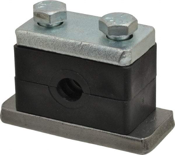 HYDAC - 2.87" Wide x 1.89" High x 1.18" Deep, Polypropylene Heavy Duty Vibration-Control Clamp - Carbon Steel Plate, Mount with Weld Plate, Top Plate, Plastic Clamp Pair, Bolts - Makers Industrial Supply