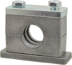 HYDAC - 3.35" Wide x 2.52" High x 1.18" Deep, Aluminum Heavy Duty Vibration-Control Clamp - Carbon Steel Plate, For 3/4" Pipe, Mount with Weld Plate, Top Plate, Plastic Clamp Pair, Bolts - Makers Industrial Supply