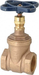 NIBCO - 1-1/2" Pipe, Class 150, Threaded Bronze Solid Wedge Stem Gate Valve - 300 WOG, 150 WSP, Screw-In Bonnet - Makers Industrial Supply