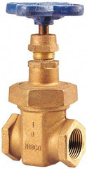 NIBCO - 1/4" Pipe, Class 150, Threaded Bronze Solid Wedge Stem Gate Valve - 300 WOG, 150 WSP, Union Bonnet - Makers Industrial Supply