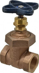 NIBCO - 1" Pipe, Class 150, Threaded Bronze Solid Wedge Stem Gate Valve - 300 WOG, 150 WSP, Union Bonnet - Makers Industrial Supply