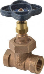 NIBCO - 1/2" Pipe, Class 150, Threaded Bronze Solid Wedge Stem Gate Valve - 300 WOG, 150 WSP, Union Bonnet - Makers Industrial Supply