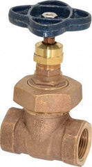 NIBCO - 3/4" Pipe, Class 150, Threaded Bronze Solid Wedge Stem Gate Valve - 300 WOG, 150 WSP, Union Bonnet - Makers Industrial Supply