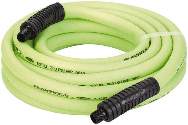 Legacy - 1/2" ID x 0.74" OD 25' Long Multipurpose Air Hose - MNPT x MNPT Ends, 300 Working psi, 140°, 3/8" Fitting, Green - Makers Industrial Supply