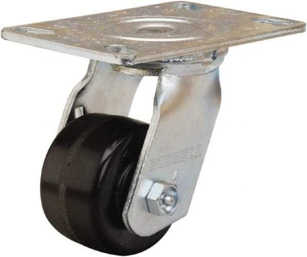 Hamilton - 3-1/4" Diam x 2" Wide x 5-1/4" OAH Top Plate Mount Swivel Caster - Phenolic, 700 Lb Capacity, Straight Roller Bearing, 4-1/2 x 6-1/4" Plate - Makers Industrial Supply