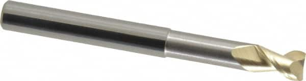 Accupro - 1/4", 3/8" LOC, 1/4" Shank Diam, 2-1/2" OAL, 2 Flute, Solid Carbide Square End Mill - Single End, ZrN Finish, Spiral Flute, 45° Helix, Centercutting, Right Hand Cut, Right Hand Flute - Makers Industrial Supply