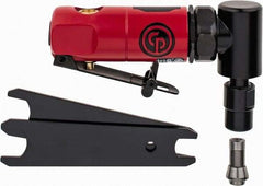 Chicago Pneumatic - 1/4" Collet, Angle Handle, Straight Air Die Grinder - 22,500 RPM, Front Exhaust, 22 CFM, 0.3 hp, 90 psi, 1/4" Inlet - Makers Industrial Supply