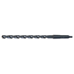 31/64 RHS / RHC HSS 118 Degree Notched Point Extra Length Taper Shank Drill - Steam Oxide - Exact Industrial Supply