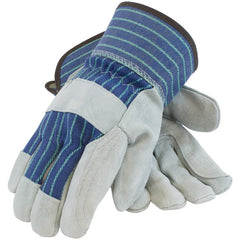 ‎82-7763/XL Split Leather Palm - Silver Series - A/B Select Shoulder - Dbl Palm - Bl./Green - Rubberized SC - Exact Industrial Supply