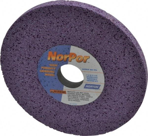 Norton - 7" Diam x 1-1/4" Hole x 1/2" Thick, H Hardness, 60 Grit Surface Grinding Wheel - Ceramic, Type 1, Medium Grade, 3,600 Max RPM, Vitrified Bond, No Recess - Makers Industrial Supply