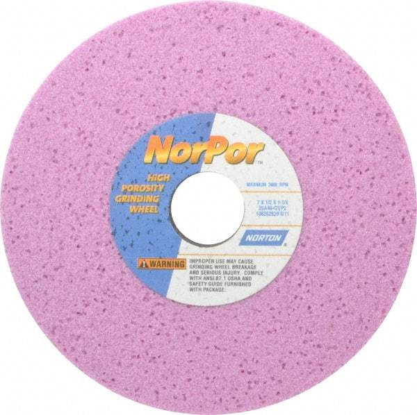 Norton - 7" Diam x 1-1/4" Hole x 1/2" Thick, G Hardness, 46 Grit Surface Grinding Wheel - Aluminum Oxide, Type 1, Coarse Grade, 3,600 Max RPM, Vitrified Bond, No Recess - Makers Industrial Supply