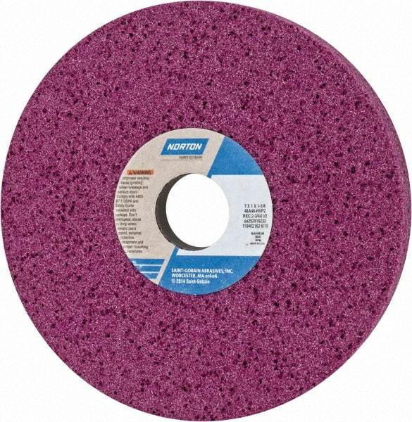 Norton - 7" Diam x 1-1/4" Hole x 1" Thick, H Hardness, 46 Grit Surface Grinding Wheel - Aluminum Oxide, Type 5, Coarse Grade, 3,600 Max RPM, Vitrified Bond, One-Side Recess - Makers Industrial Supply