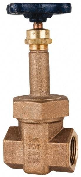 NIBCO - 3/4" Pipe, Class 300, Threaded Bronze Alloy Solid Wedge Stem Gate Valve with Stainless Steel Trim - 600 WOG, 300 WSP, Union Bonnet - Makers Industrial Supply