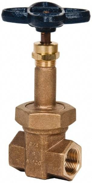 NIBCO - 3/4" Pipe, Class 300, Threaded Bronze Alloy Solid Wedge Rising Stem Gate Valve - 600 WOG, 300 WSP, Union Bonnet - Makers Industrial Supply