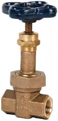 NIBCO - 3/8" Pipe, Class 300, Threaded Bronze Alloy Solid Wedge Rising Stem Gate Valve - 600 WOG, 300 WSP, Union Bonnet - Makers Industrial Supply