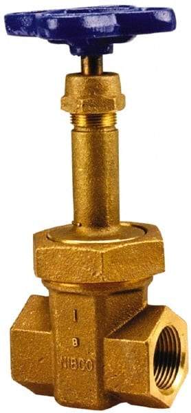 NIBCO - 3/4" Pipe, Class 300, Threaded Bronze Alloy Solid Wedge Rising Stem Gate Valve with Stainless Steel Trim - 600 WOG, 300 WSP, Union Bonnet - Makers Industrial Supply