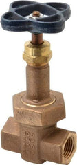 NIBCO - 1/2" Pipe, Class 300, Threaded Bronze Alloy Solid Wedge Rising Stem Gate Valve with Stainless Steel Trim - 600 WOG, 300 WSP, Union Bonnet - Makers Industrial Supply