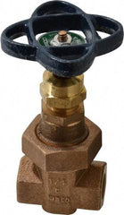 NIBCO - 1/4" Pipe, Class 300, Threaded Bronze Alloy Solid Wedge Stem Gate Valve - 600 WOG, 300 WSP, Union Bonnet - Makers Industrial Supply