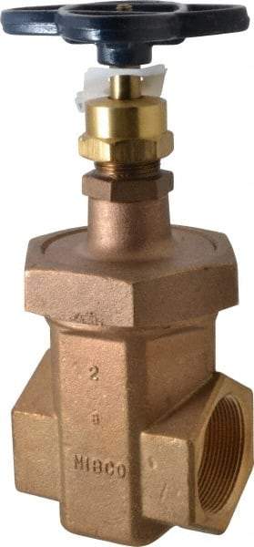 NIBCO - 2" Pipe, Class 300, Threaded Bronze Alloy Solid Wedge Stem Gate Valve - 600 WOG, 300 WSP, Union Bonnet - Makers Industrial Supply