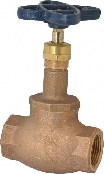 NIBCO - 1" Pipe, Threaded Ends, Bronze Integral Globe Valve - Bronze Disc, Screw-In Bonnet, 200 psi WOG, 125 psi WSP, Class 125 - Makers Industrial Supply