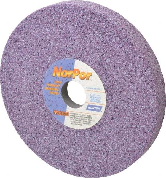 Norton - 8" Diam x 1-1/4" Hole x 1" Thick, G Hardness, 46 Grit Surface Grinding Wheel - Ceramic, Type 5, Coarse Grade, 3,600 Max RPM, Vitrified Bond, One-Side Recess - Makers Industrial Supply