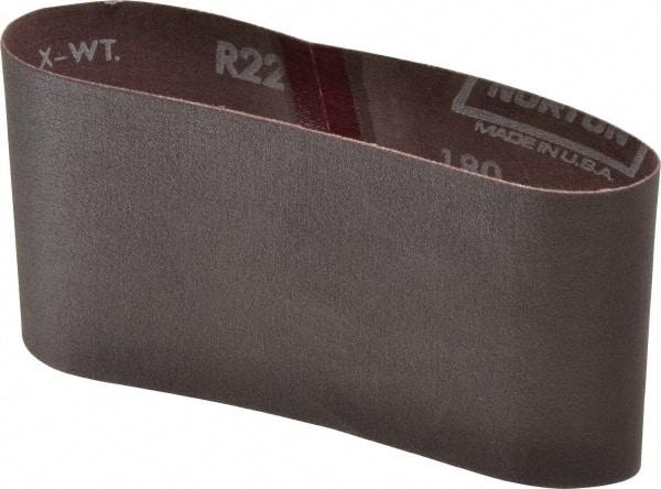 Norton - 3-1/2" Wide x 15-1/2" OAL, 180 Grit, Aluminum Oxide Abrasive Belt - Aluminum Oxide, Very Fine, Coated, Series R228 - Makers Industrial Supply