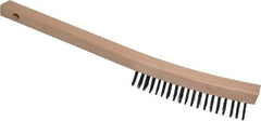 Weiler - 3 Rows x 19 Columns Steel Scratch Brush - 5-1/2" Brush Length, 14" OAL, 1-3/16" Trim Length, Wood Curved Handle - Makers Industrial Supply