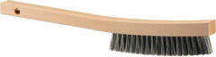 Weiler - 3 Rows x 19 Columns Steel Plater Brush - 5-1/2" Brush Length, 13" OAL, 1" Trim Length, Wood Curved Handle - Makers Industrial Supply