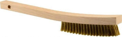 Weiler - 3 Rows x 19 Columns Brass Plater Brush - 5-1/2" Brush Length, 13" OAL, 1" Trim Length, Wood Curved Handle - Makers Industrial Supply