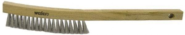 Weiler - 4 Rows x 18 Columns Stainless Steel Plater Brush - 5" Brush Length, 10" OAL, 1" Trim Length, Wood Shoe Handle - Makers Industrial Supply