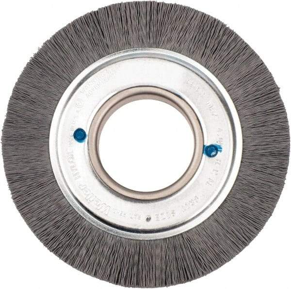 Weiler - 6" OD, 2" Arbor Hole, Crimped Nylon Wheel Brush - 1" Face Width, 1-1/4" Trim Length, 0.018" Filament Diam, 3,600 RPM - Makers Industrial Supply