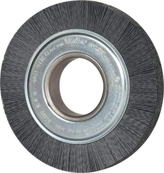 Weiler - 6" OD, 2" Arbor Hole, Crimped Nylon Wheel Brush - 1" Face Width, 1-1/4" Trim Length, 0.022" Filament Diam, 3,600 RPM - Makers Industrial Supply