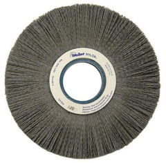 Weiler - 8" OD, 2" Arbor Hole, Crimped Nylon Wheel Brush - 1" Face Width, 2-1/4" Trim Length, 0.018" Filament Diam, 3,600 RPM - Makers Industrial Supply