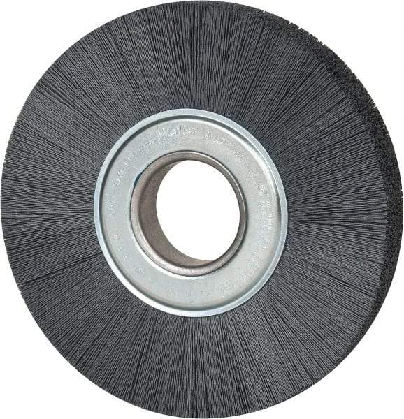 Weiler - 8" OD, 2" Arbor Hole, Crimped Nylon Wheel Brush - 1" Face Width, 2-1/4" Trim Length, 0.022" Filament Diam, 3,600 RPM - Makers Industrial Supply