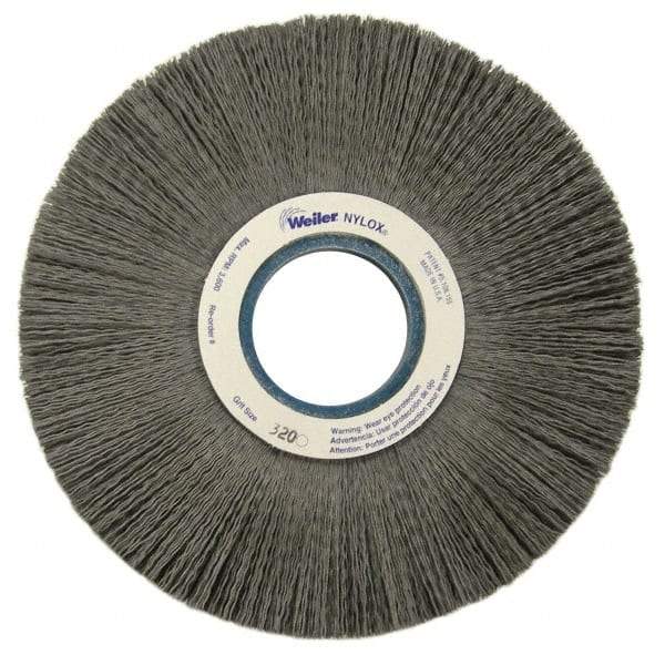 Weiler - 8" OD, 2" Arbor Hole, Crimped Nylon Wheel Brush - 1" Face Width, 2-1/4" Trim Length, 0.022" Filament Diam, 3,600 RPM - Makers Industrial Supply