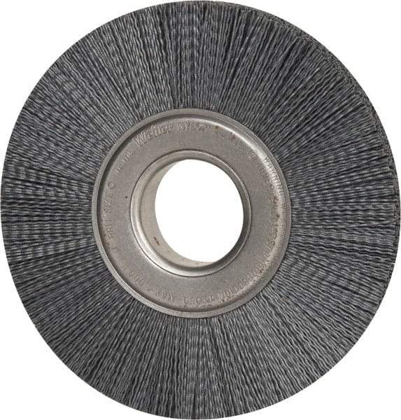 Weiler - 8" OD, 2" Arbor Hole, Crimped Nylon Wheel Brush - 1" Face Width, 2-1/4" Trim Length, 0.035" Filament Diam, 3,600 RPM - Makers Industrial Supply