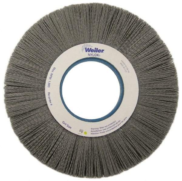 Weiler - 10" OD, 2" Arbor Hole, Crimped Nylon Wheel Brush - 1" Face Width, 3" Trim Length, 0.022" Filament Diam, 3,600 RPM - Makers Industrial Supply