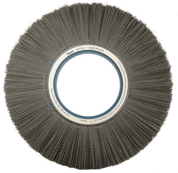 Weiler - 14" OD, Crimped Nylon Wheel Brush - 1-1/8" Face Width, 3-3/4" Trim Length, 0.022" Filament Diam, 1,800 RPM - Makers Industrial Supply