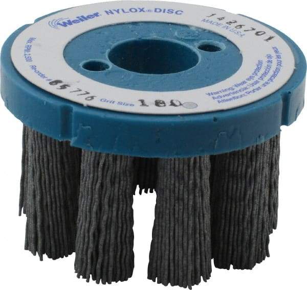 Weiler - 3" 180 Grit Silicon Carbide Crimped Disc Brush - Very Fine Grade, Plain Hole Connector, 1-1/2" Trim Length, 7/8" Arbor Hole - Makers Industrial Supply